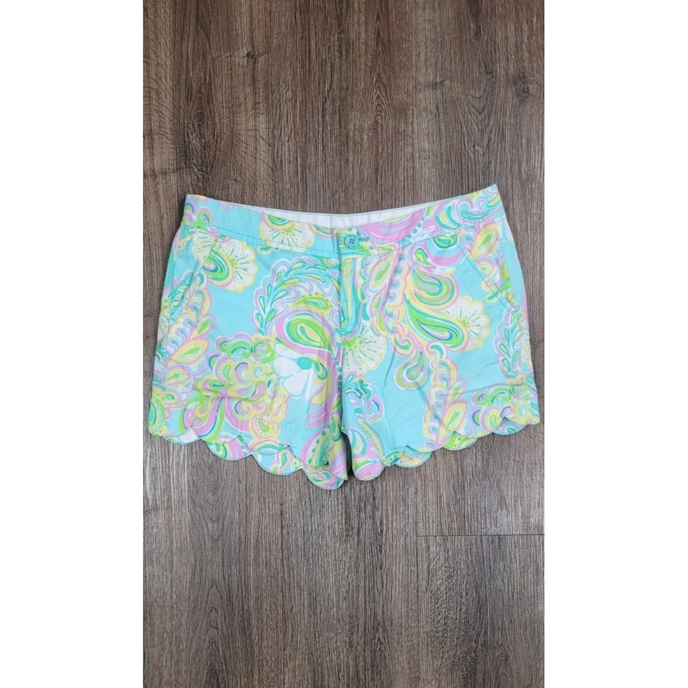 Lilly Pulitzer The Buttercup Shorts Womens 4 Scallop Hem Pastel Floral Paisley